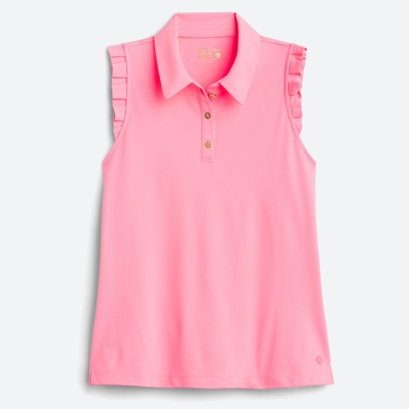 Lily Pulitzer Ruffle Hot Pink Luxletic top - Picture 4 of 6